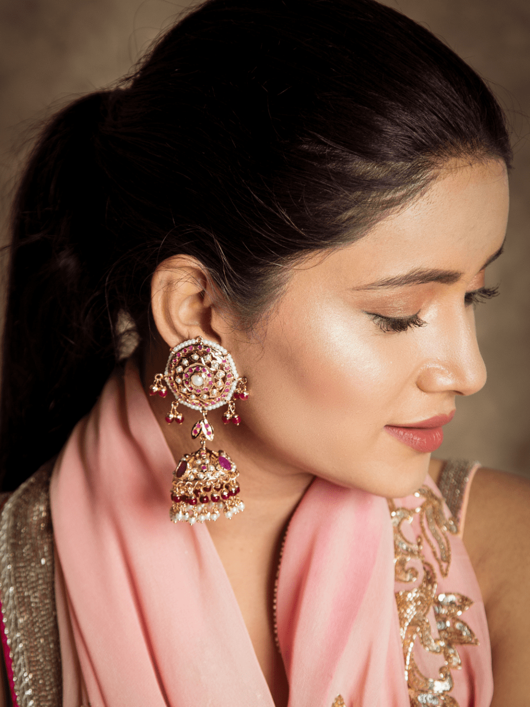 New Crystal Indian Jhumka Ethnic Gypsy Small Bell Beads Drop Earrings Bridal  Party Jewelry Rhinestone Gold